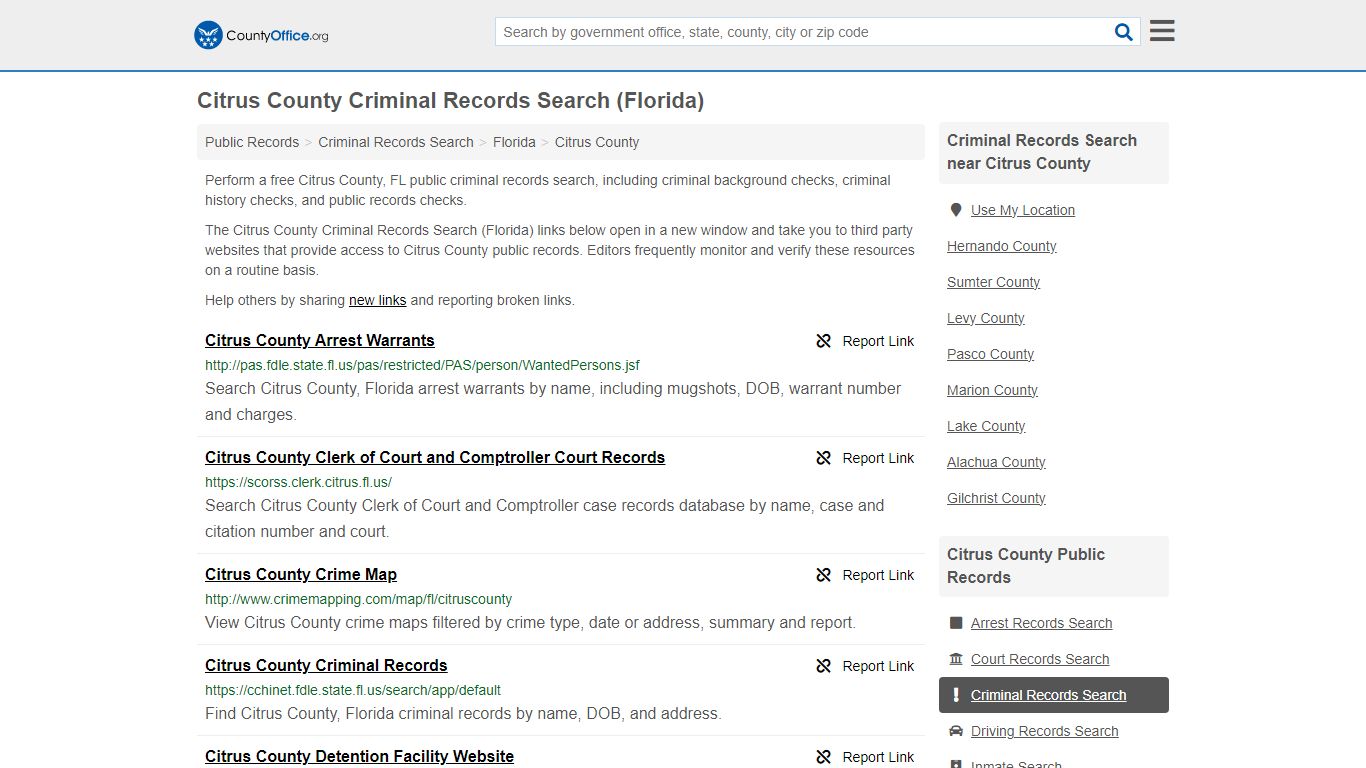 Citrus County Criminal Records Search (Florida) - County Office