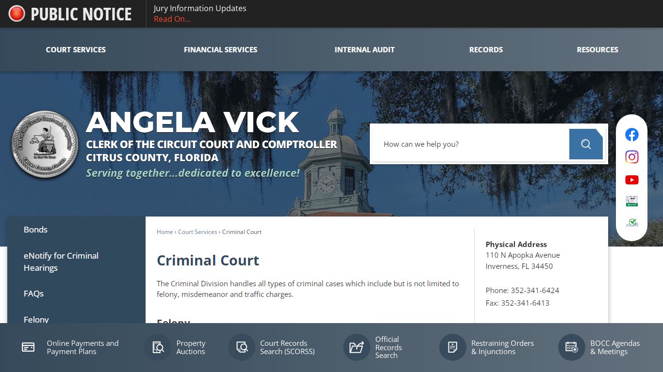 Criminal Court | Citrus County Clerk of Courts, FL